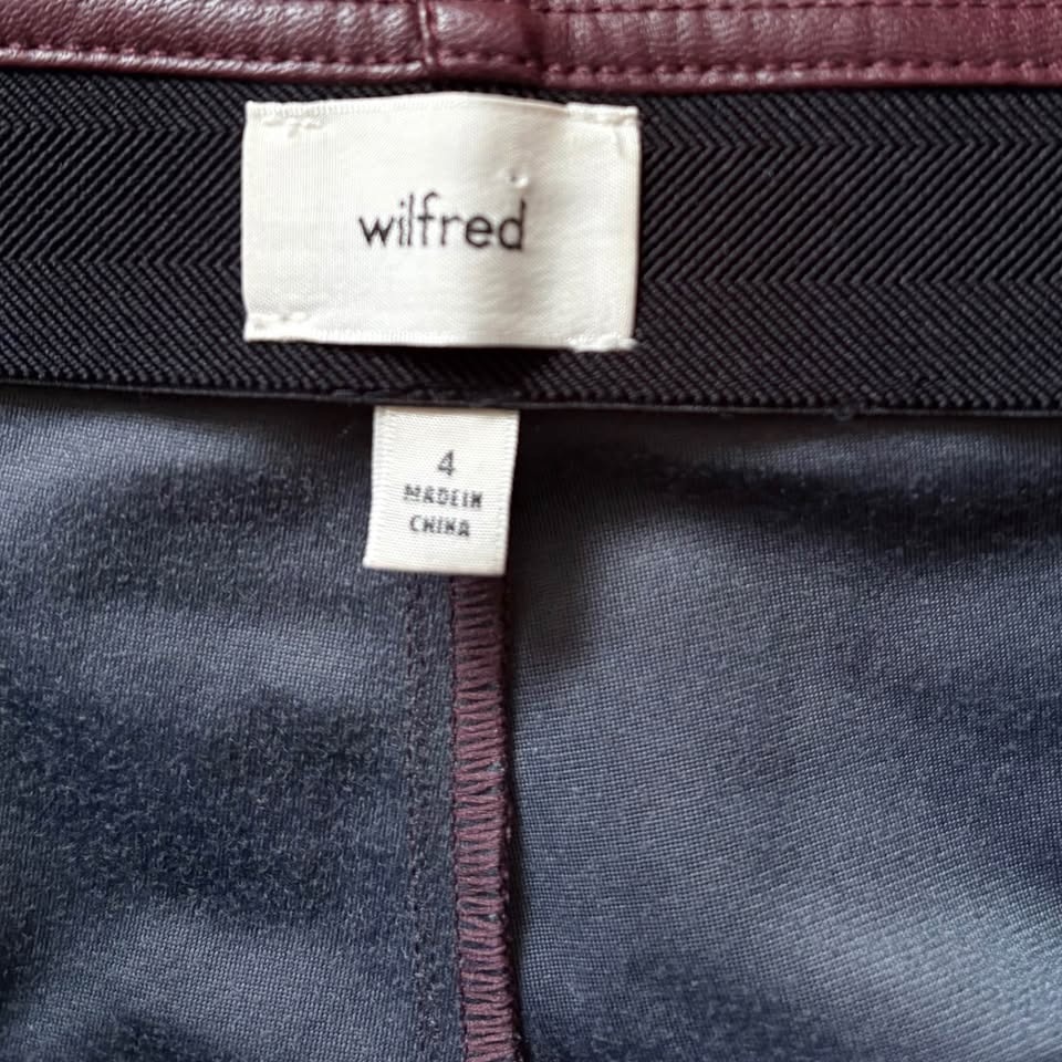 Aritzia Wilfred Roma Vegan Leather Burgundy Flared Pants Size 4 - photo 5