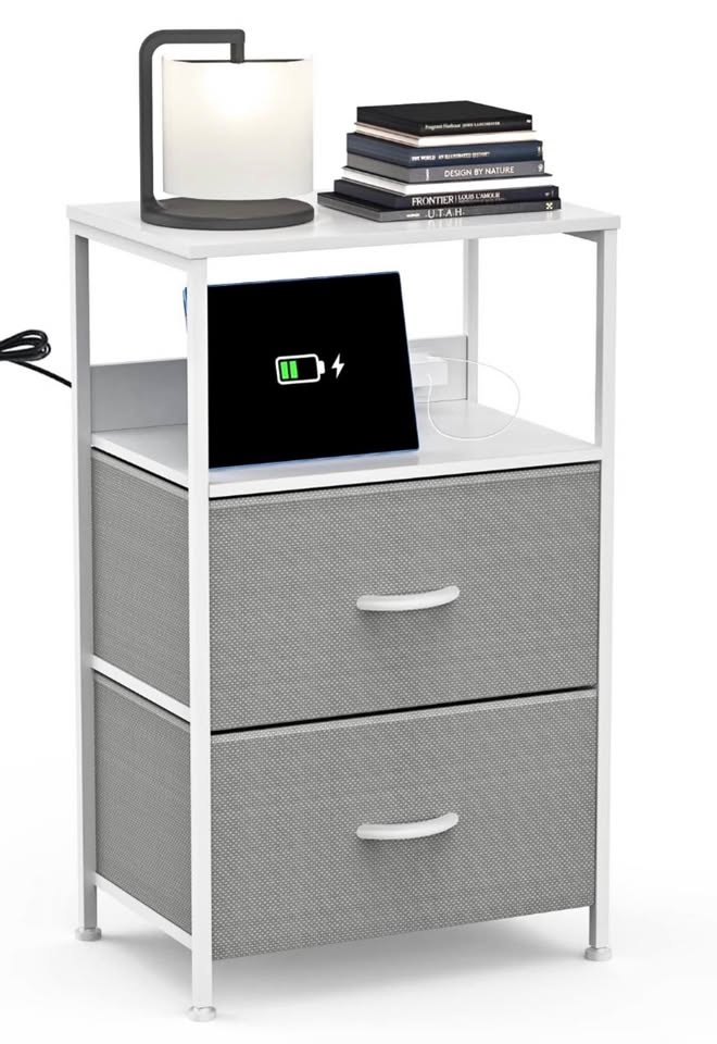 2 Drawer Nightstand w/ USB & Outlet
