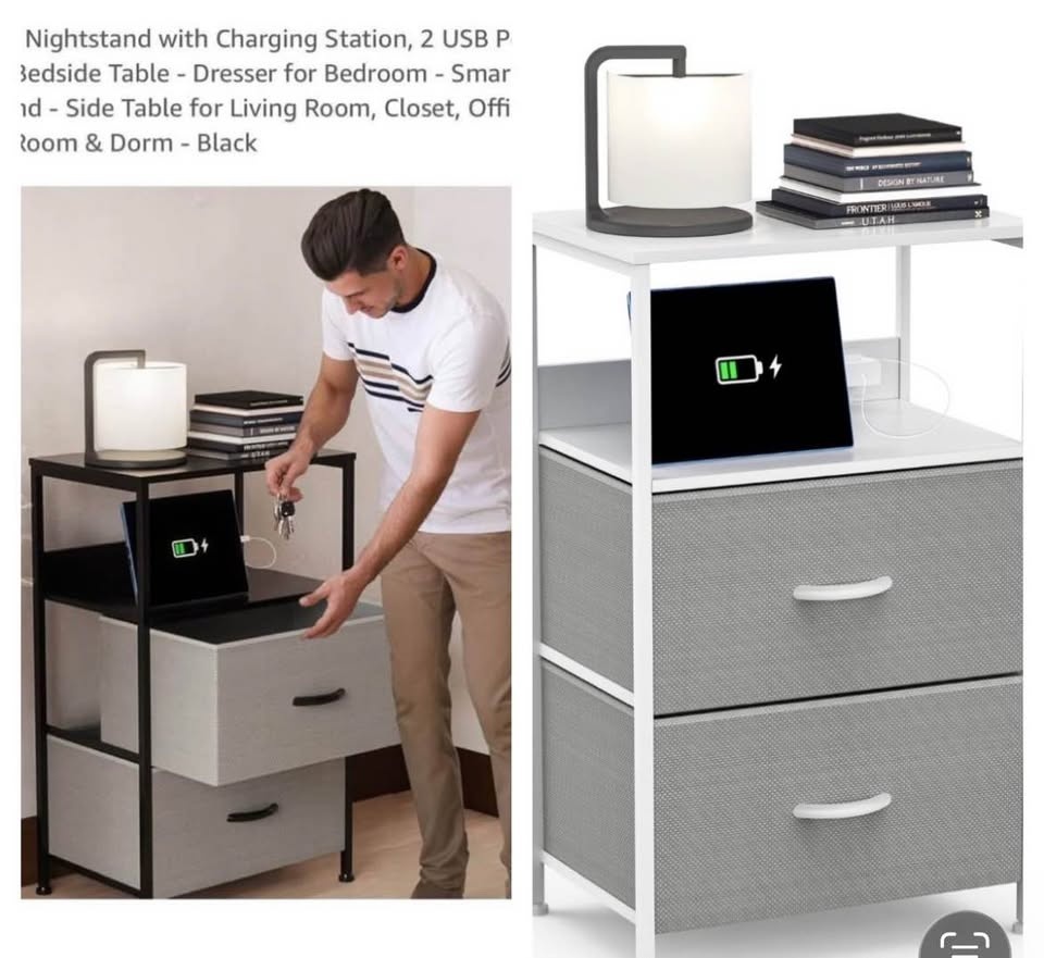 2 Drawer Nightstand w/ USB & Outlet - photo 2