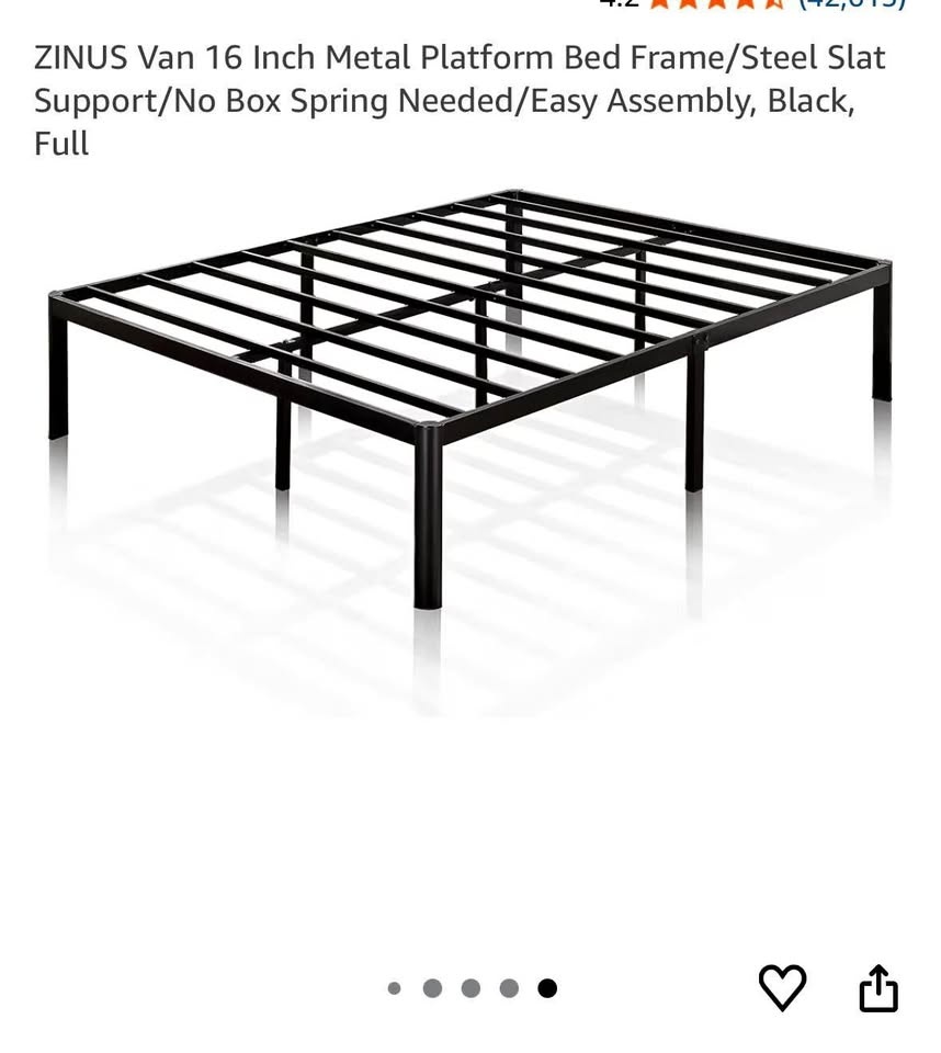 ZINUS Van Full Size 16 Inch Metal Platform Bed Frame