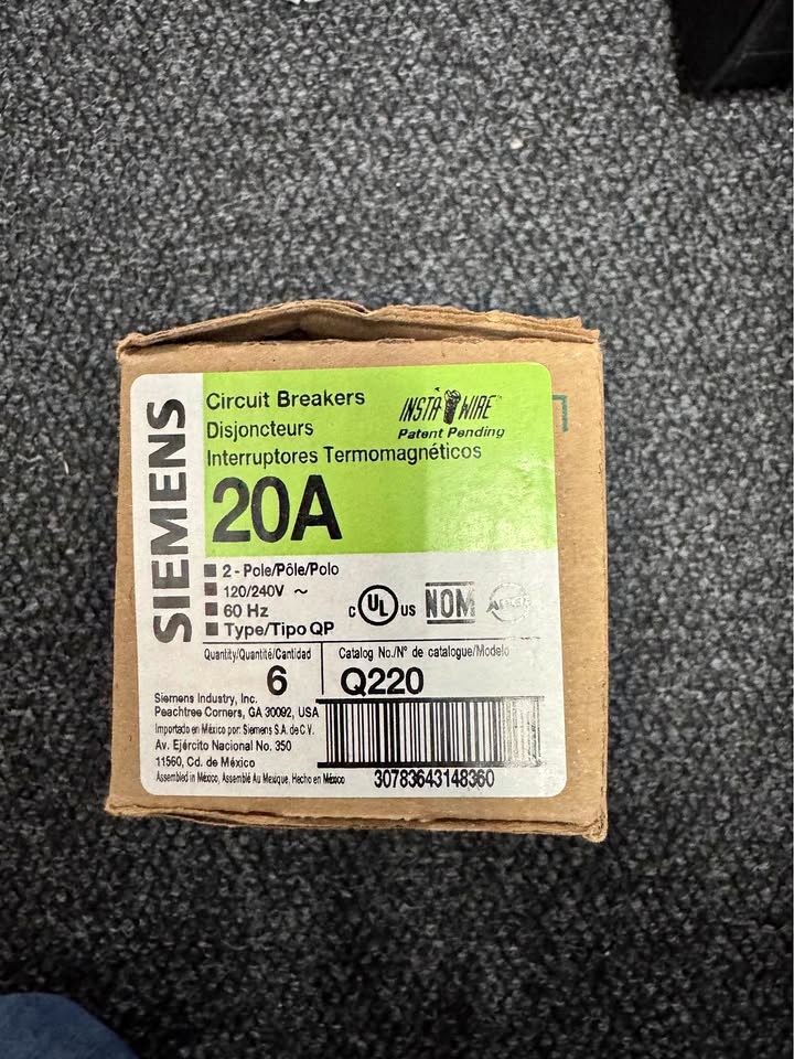 New Siemens Q220 Circuit Breakers - 2 Pole, 20 Amp