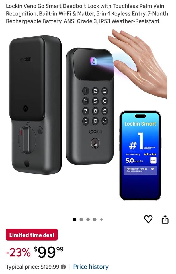 Smart Deadbolt Lock with Touchless Palm Vein Recognition