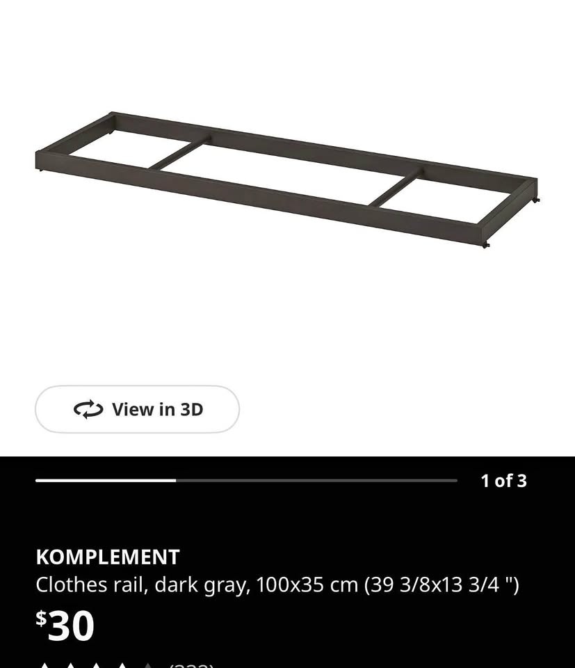 Ikea Pax Clothes Rails for 100x35 Unit