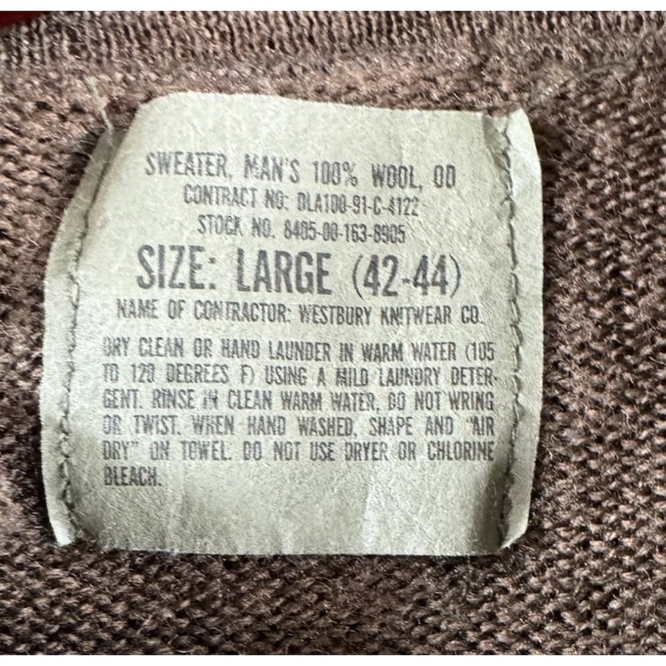 VTG 1975 US Military 5 Button Wool Sweater Large OD Green - photo 2