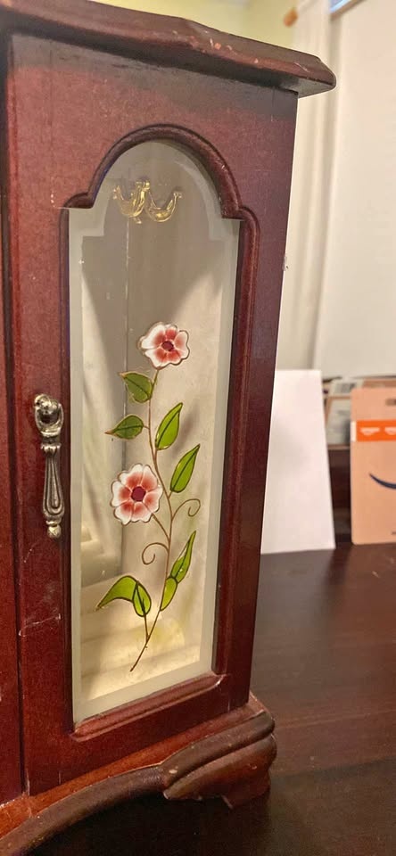 Antique Red wood Jewelry Storage