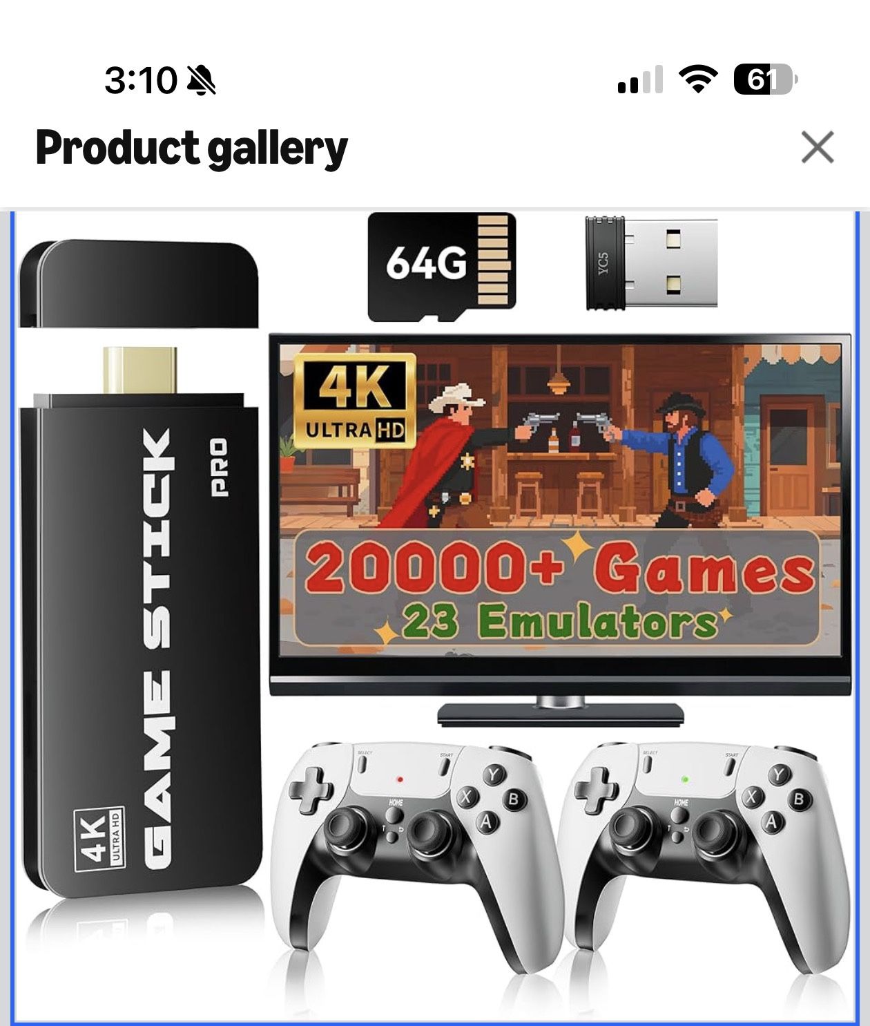 Retro Gaming Console Stick Pro with 4K HDMI