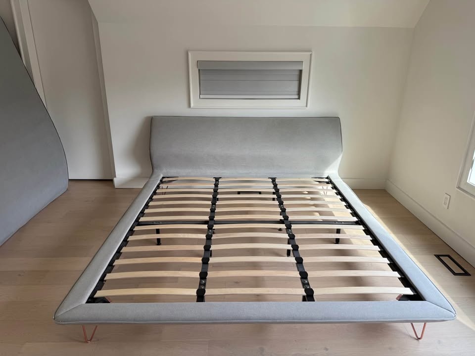 Modern Grey Upholstered King Size Bed Frame - photo 2