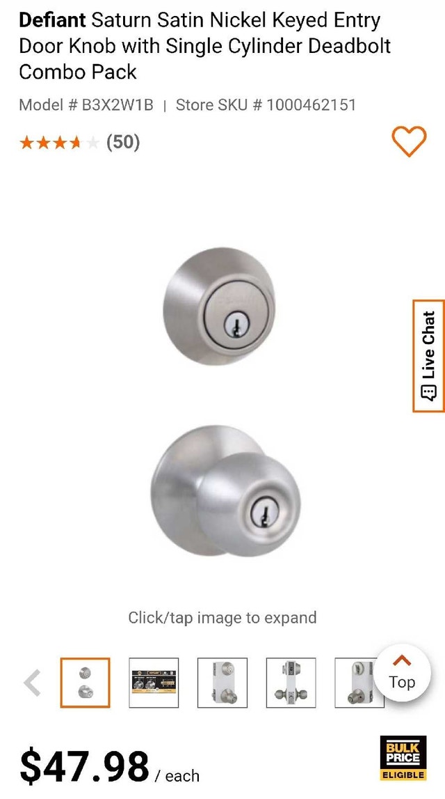 Defiant Saturn Satin Nickel Keyed Entry Door Knob - photo 5