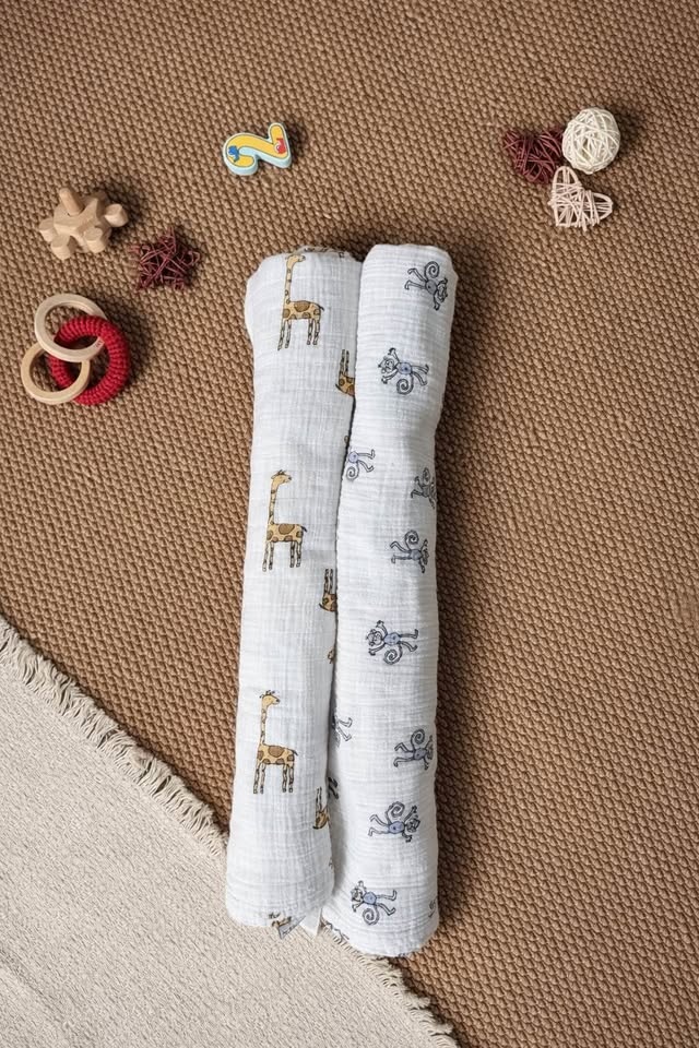 Aden + Anais Swaddle Blankets – 2 Pack (Monkeys & Giraffes)