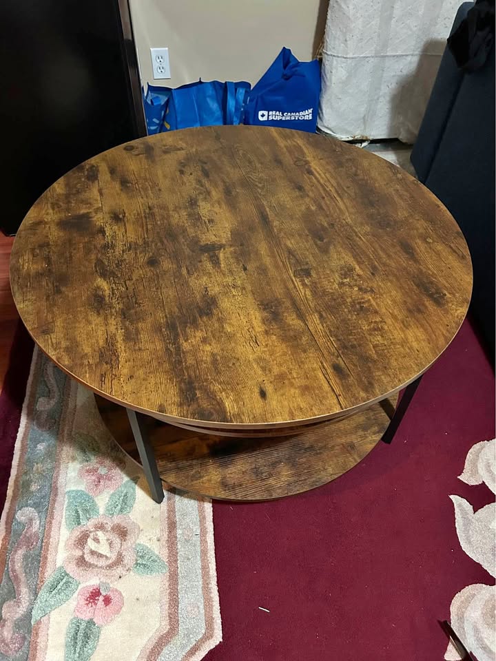 Round Coffee Table with Adjustable Height and Storage - photo 2