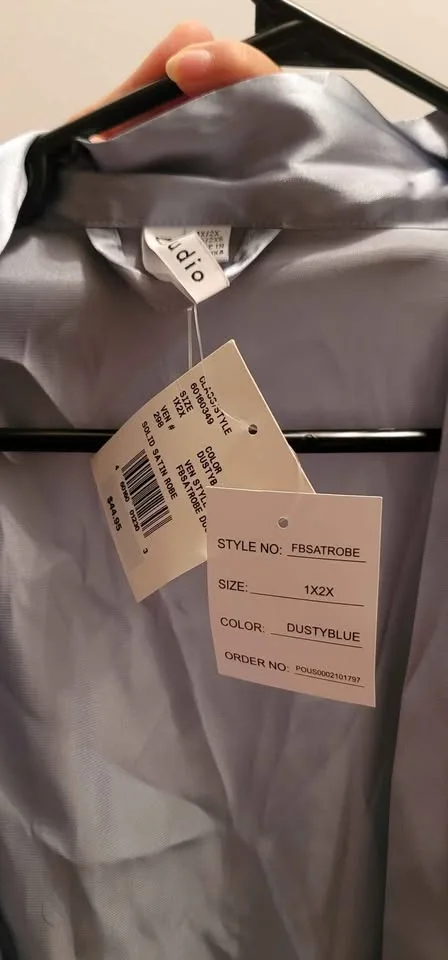 NEW Dusty Blue Bridesmaid Robe Size 1X/2X image indicator(2)