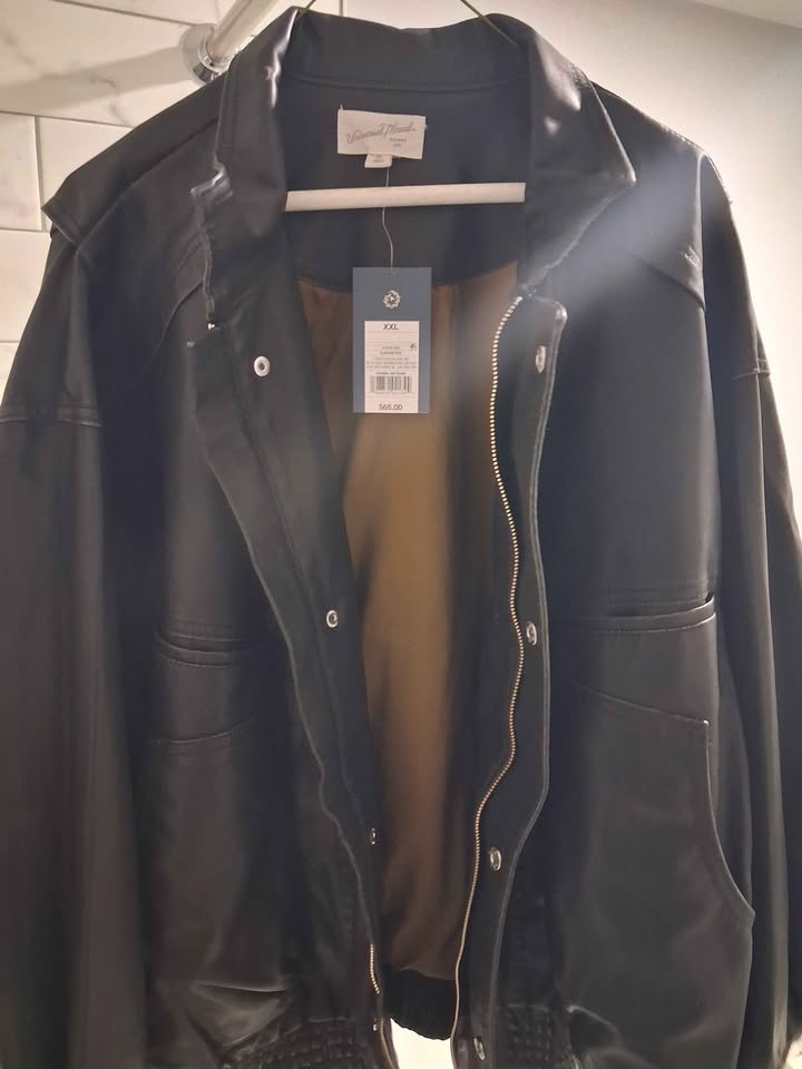 Universal Thread Black Faux Leather Bomber Jacket XXL - photo 2