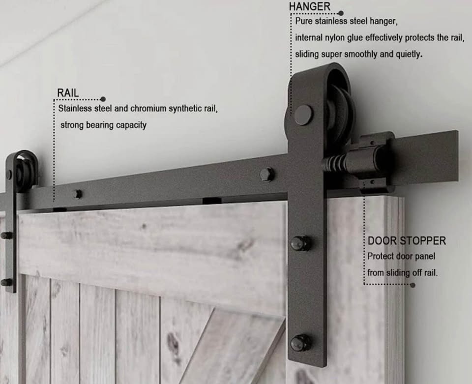 Barn Door Hardware Kit Door Fitting 6.6FT/ 2M - photo 2