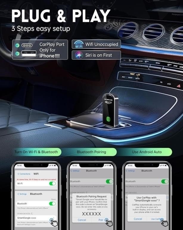 Wireless CarPlay Adapter for iPhone iOS 10+ - photo 2