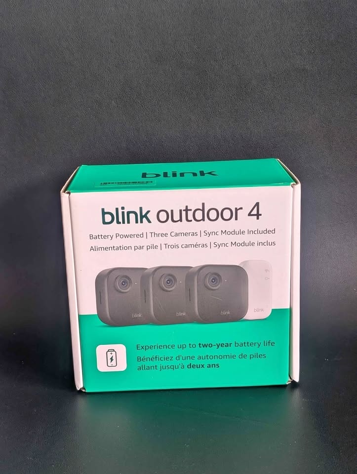 Blink Outdoor 4 3 Camera Security System w/ Sync Module Sealed B