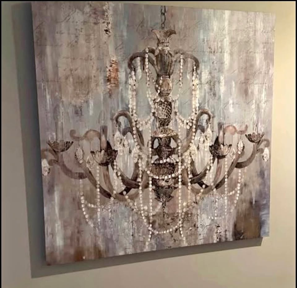 Distressed Chandelier Wall Art 40x40