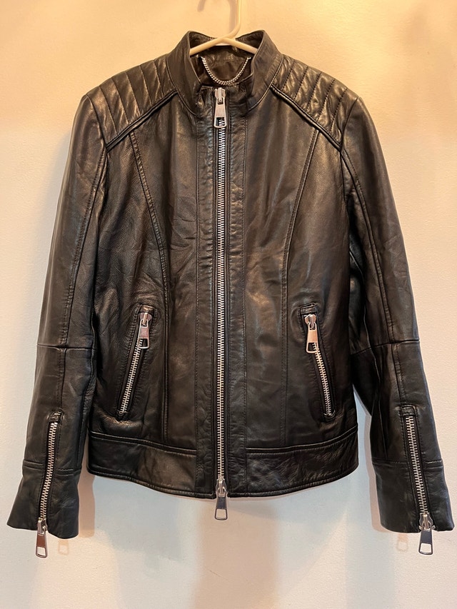 Hugo Boss Leather Jacket Women Size XS
