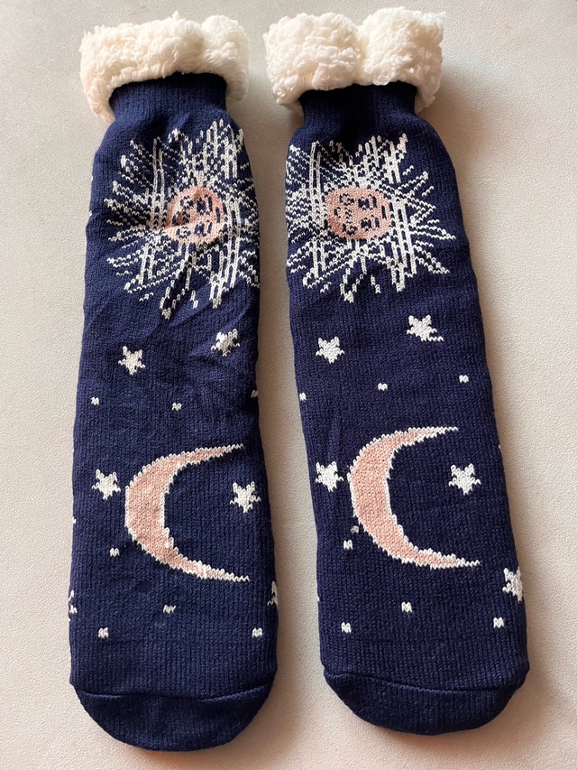 NEW — Starry Night THREE POODLE Sherpa Socks Non-Slip