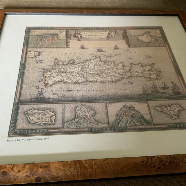 Framed Map of Insula Candida (Crete, 1680)
