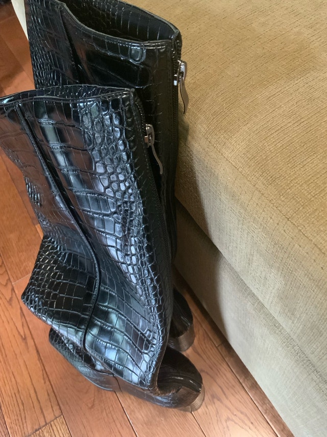 Brand NEW Boots Black Crocodile-Texture Size 41 (9.5 US) Women - photo 5