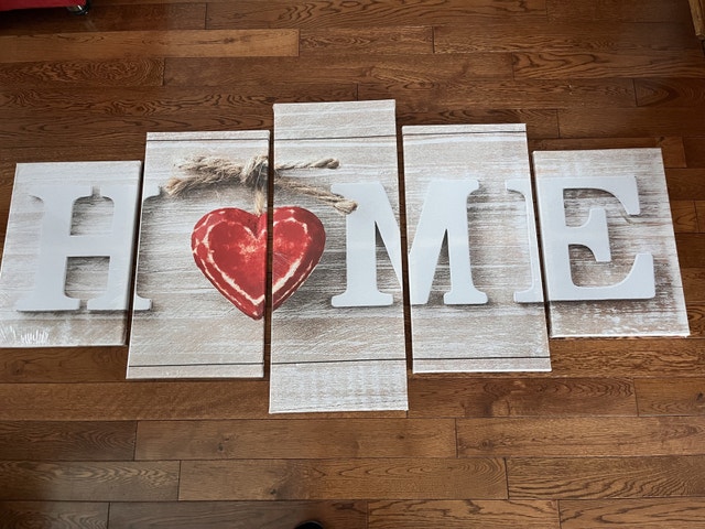 Brand NEW Sealed - 5-Piece "HOME" Canvas Print 29" x 60"