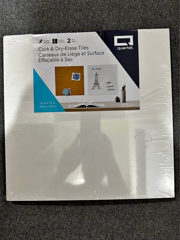 NEW Quartet Cork & Dry-Erase Tiles 2-pack 12x12 in