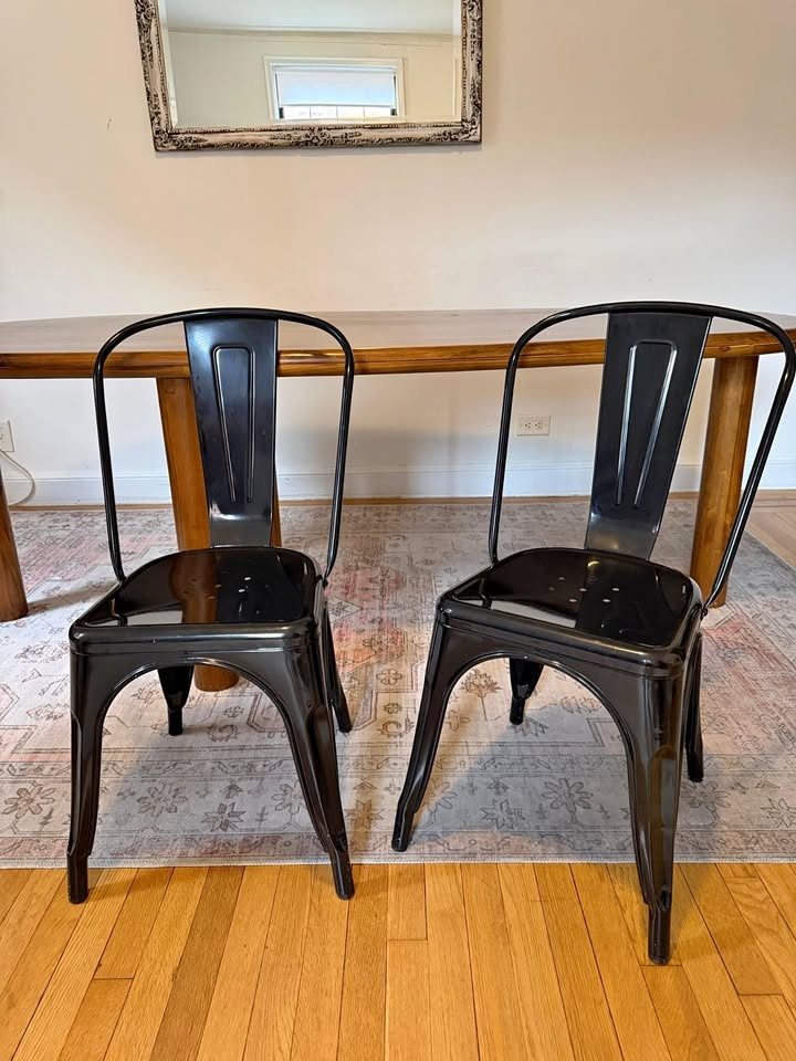 Black metal dining chair set of 2