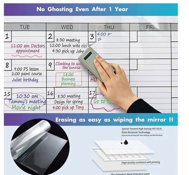 Huge Dry Erase 2 Month Wall Calendar 38x50 + Extras - photo 4