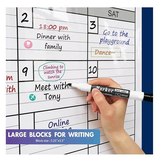 Huge Dry Erase 2 Month Wall Calendar 38x50 + Extras - photo 5