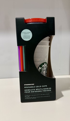 Starbucks Reusable Color Changing Confetti Cold Cups (5 Pieces)