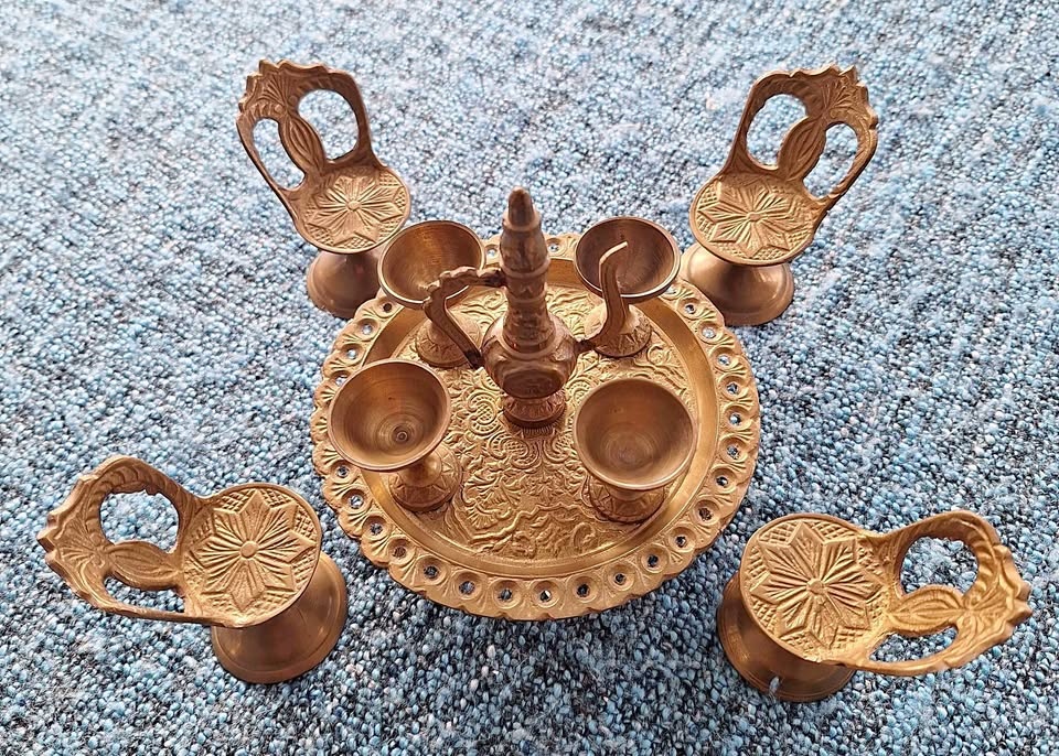 Vintage Miniature Brass Dining Room Set