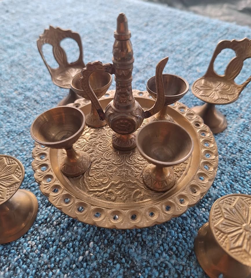 Vintage Miniature Brass Dining Room Set - photo 2