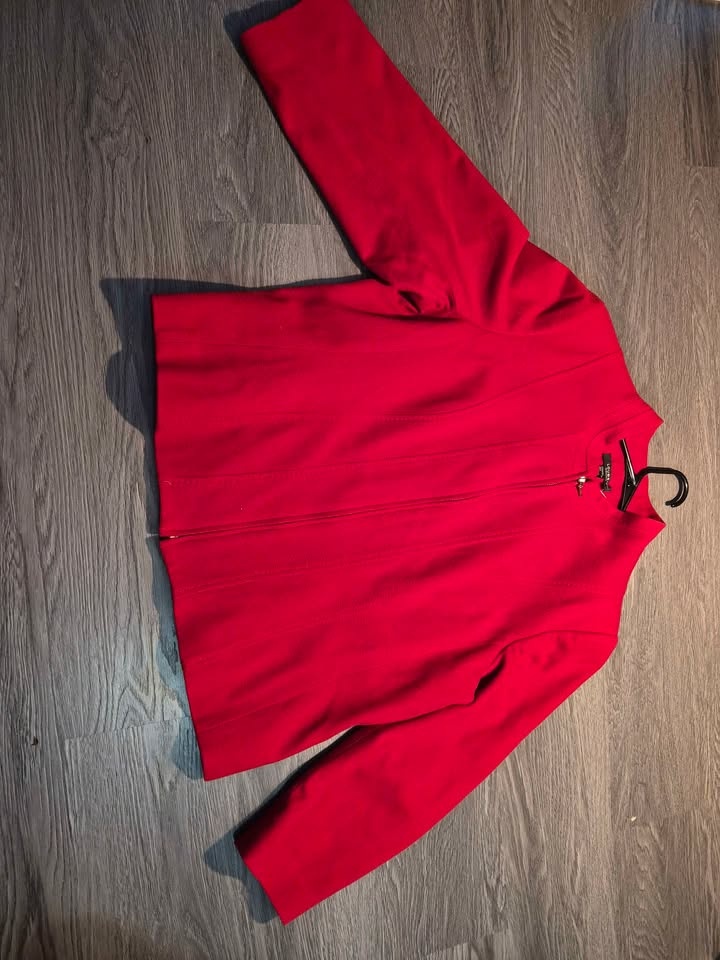 Louben Woman Red Wool Blend Mock Neck Zip Jacket - photo 2