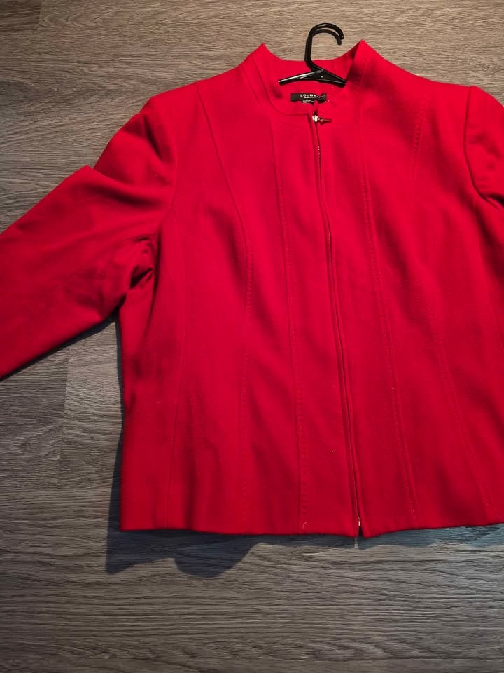 Louben Woman Red Wool Blend Mock Neck Zip Jacket - photo 3