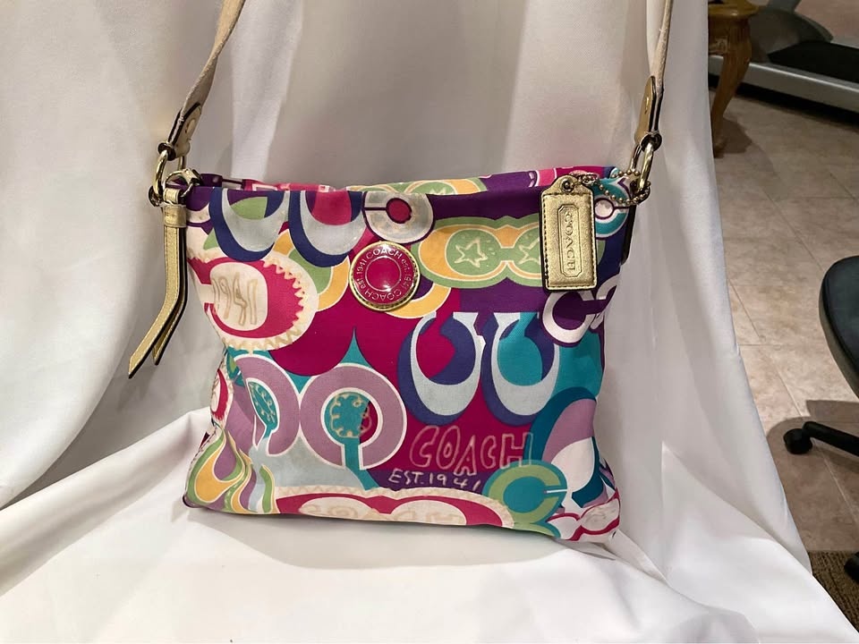 Ladies Purse Coach Vintage Poppy Graffiti Crossbody