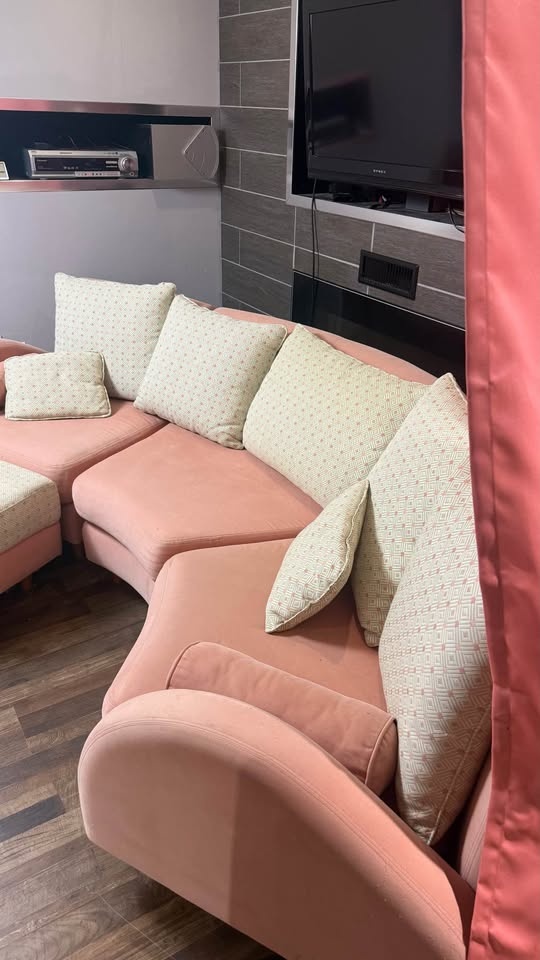 Pink Sectional Sofa with Ottoman - photo 2