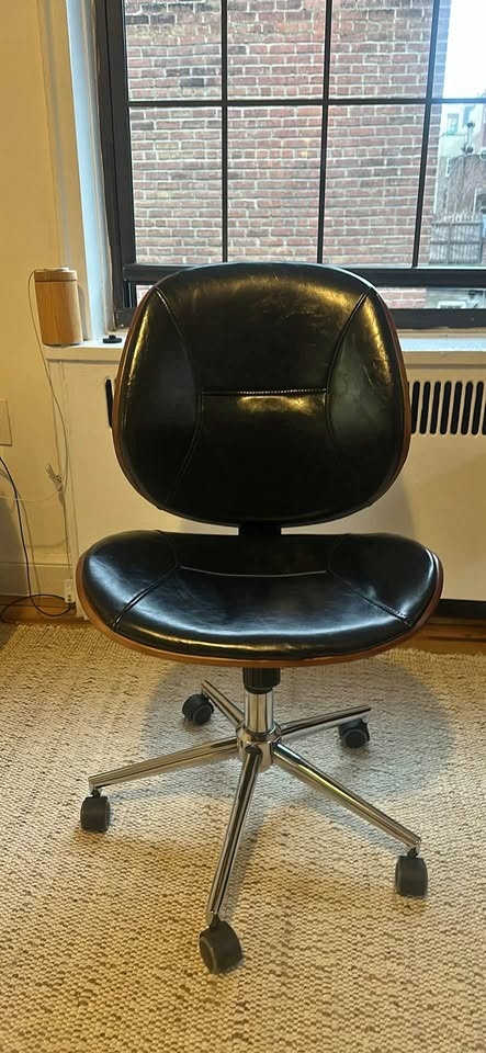 Modern Swivel Office Chair - Faux Leather, Adjustable Height