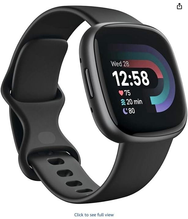 Fitbit Versa 4 Smartwatch Black Graphite (charger stand included