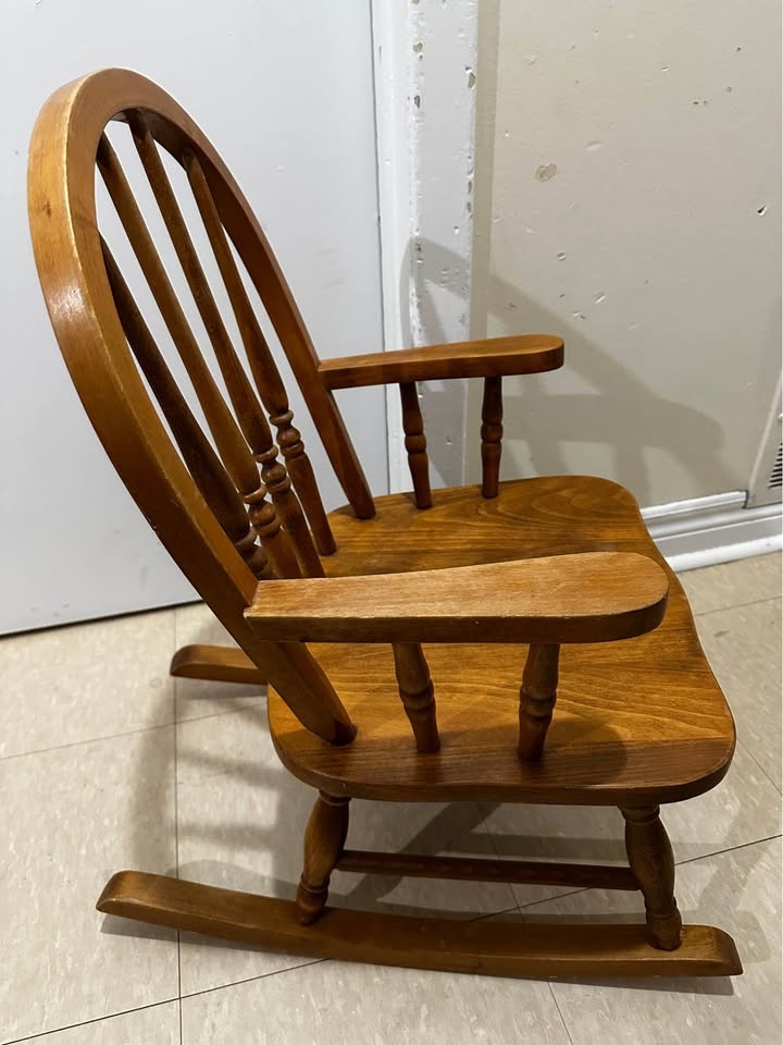 Vintage Children's Wooden Rocking Chair - photo 2