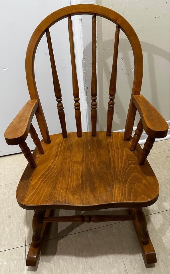 Vintage Children's Wooden Rocking Chair - photo 4
