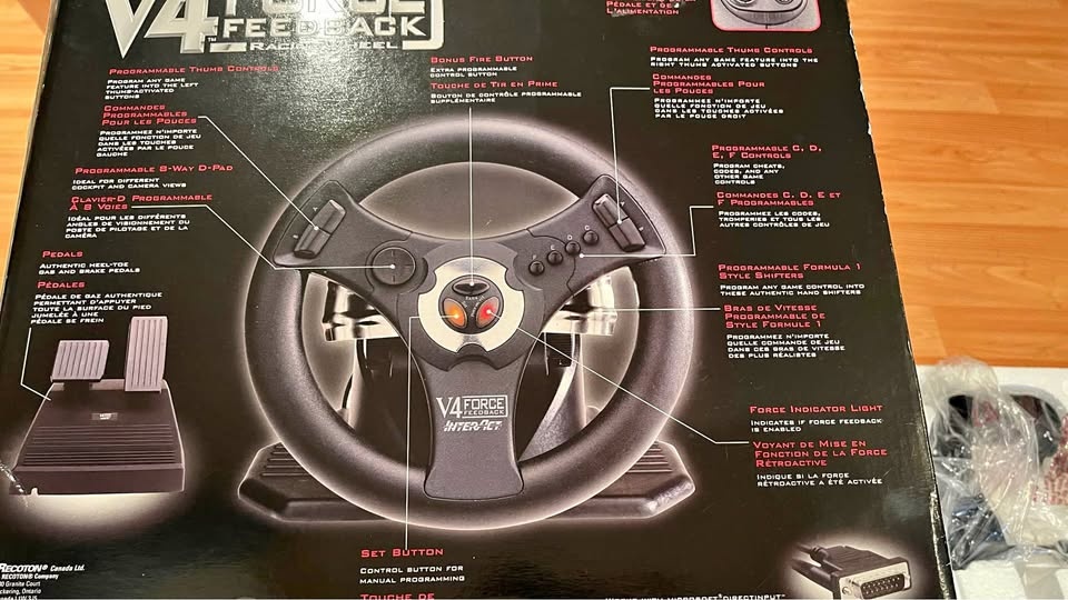 RARE Interact V4 Force Feedback Steering Wheel Pedals PC Games