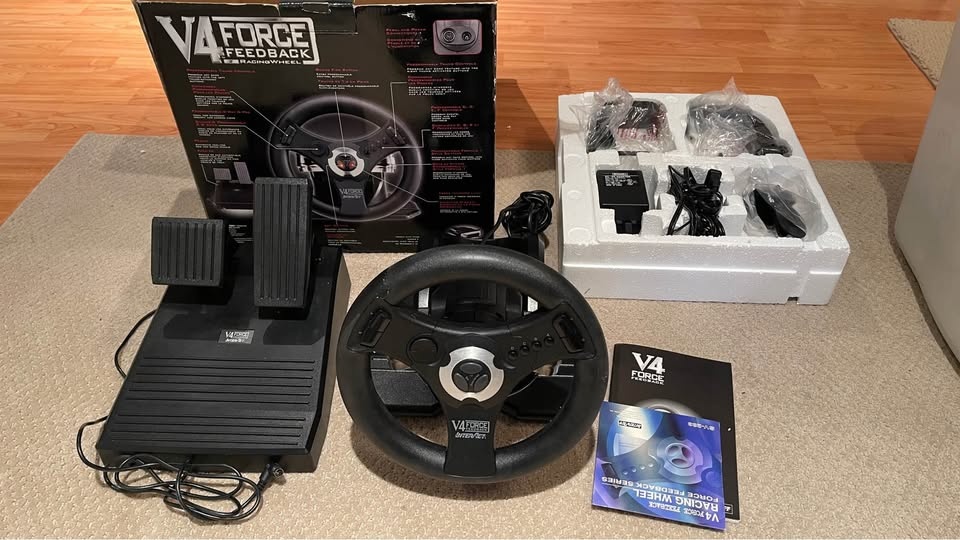 RARE Interact V4 Force Feedback Steering Wheel Pedals PC Games - photo 3