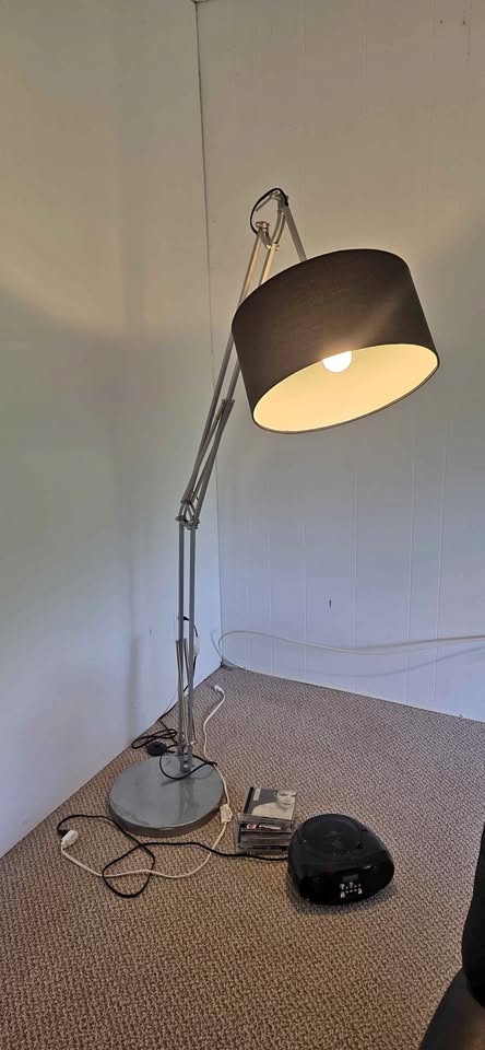 Modern Adjustable Arc Floor Lamp - Satin Steel