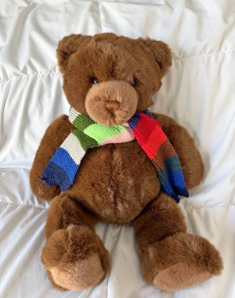 Large Lord & Taylor Teddy Bear Stuffed Plush With Striped Scarf