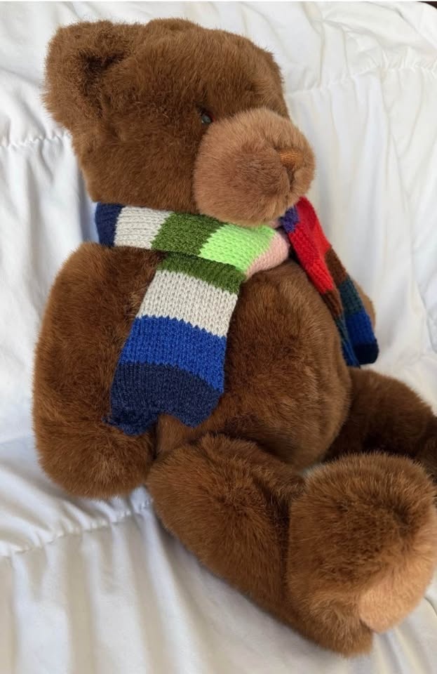 Large Lord & Taylor Teddy Bear Stuffed Plush With Striped Scarf - photo 3