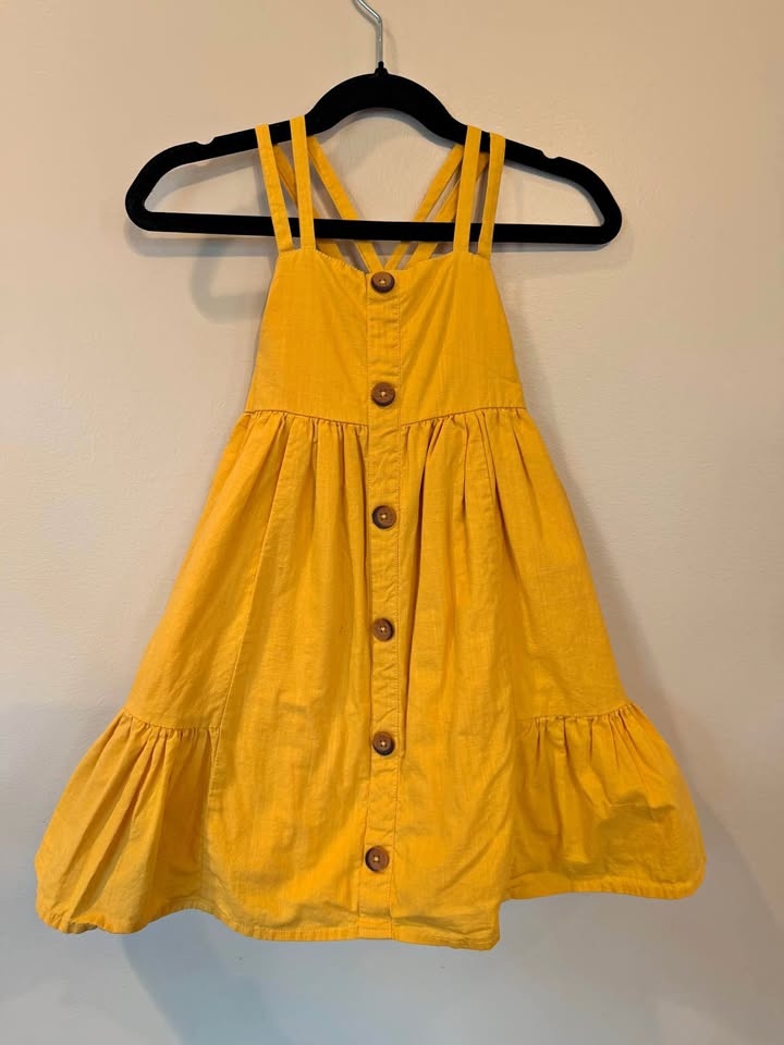 Toddler Girls Size 4 Golden Yellow Pullover Button up Dress $10
