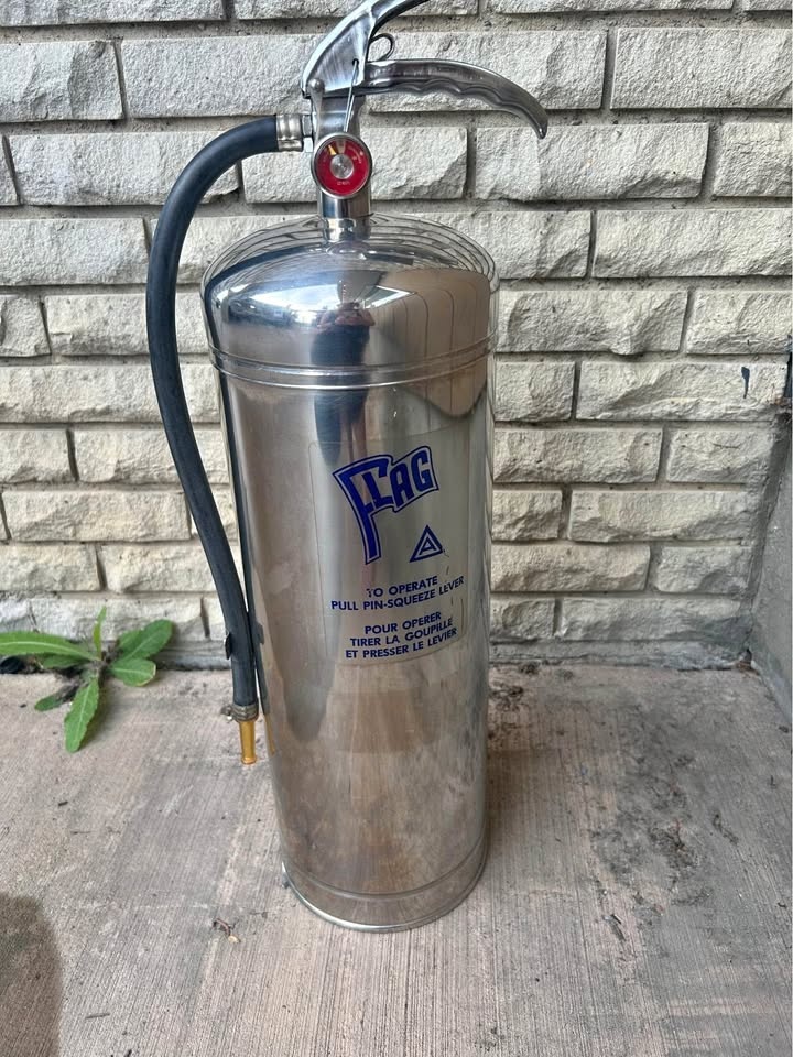 Vintage 1979 FLAG Stainless Steel Fire Extinguisher