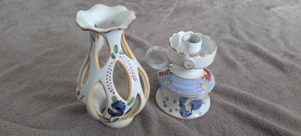 Unique Vintage Handpainted Ceramic Lantern / Candleholder - photo 2