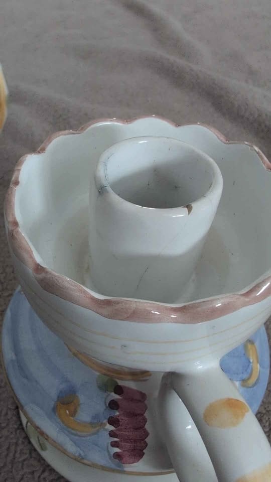 Unique Vintage Handpainted Ceramic Lantern / Candleholder - photo 4