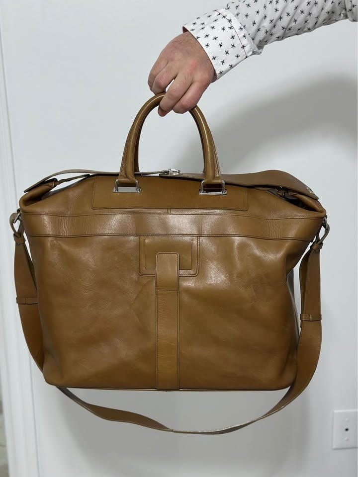 LEATHER WEEKENDER DUFFLE BAG BANANA REPUBLIC - photo 3